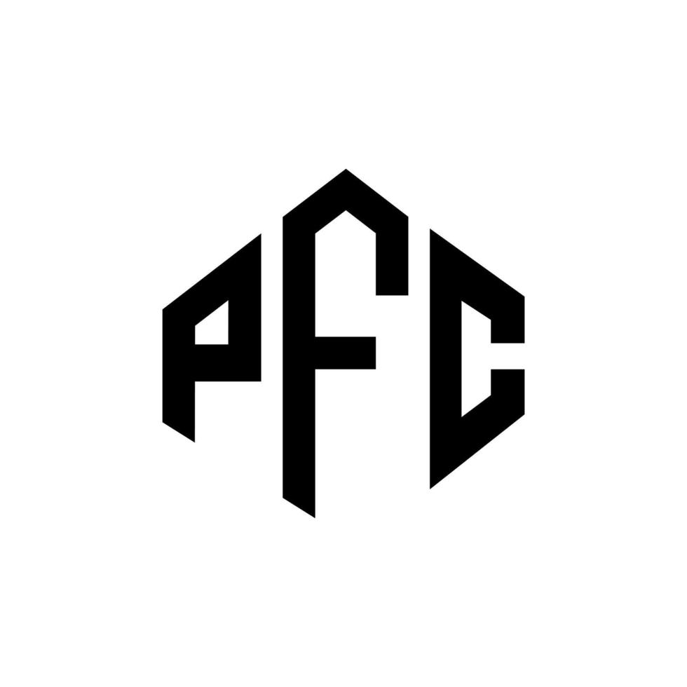 création de logo de lettre pfc avec forme de polygone. création de logo en forme de polygone et de cube pfc. modèle de logo vectoriel pfc hexagone couleurs blanches et noires. monogramme pfc, logo commercial et immobilier.