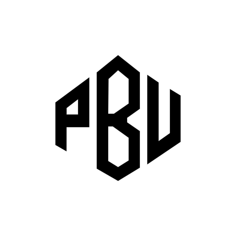 création de logo de lettre pbu avec forme de polygone. création de logo en forme de polygone et de cube pbu. modèle de logo vectoriel pbu hexagone couleurs blanches et noires. monogramme pbu, logo commercial et immobilier.