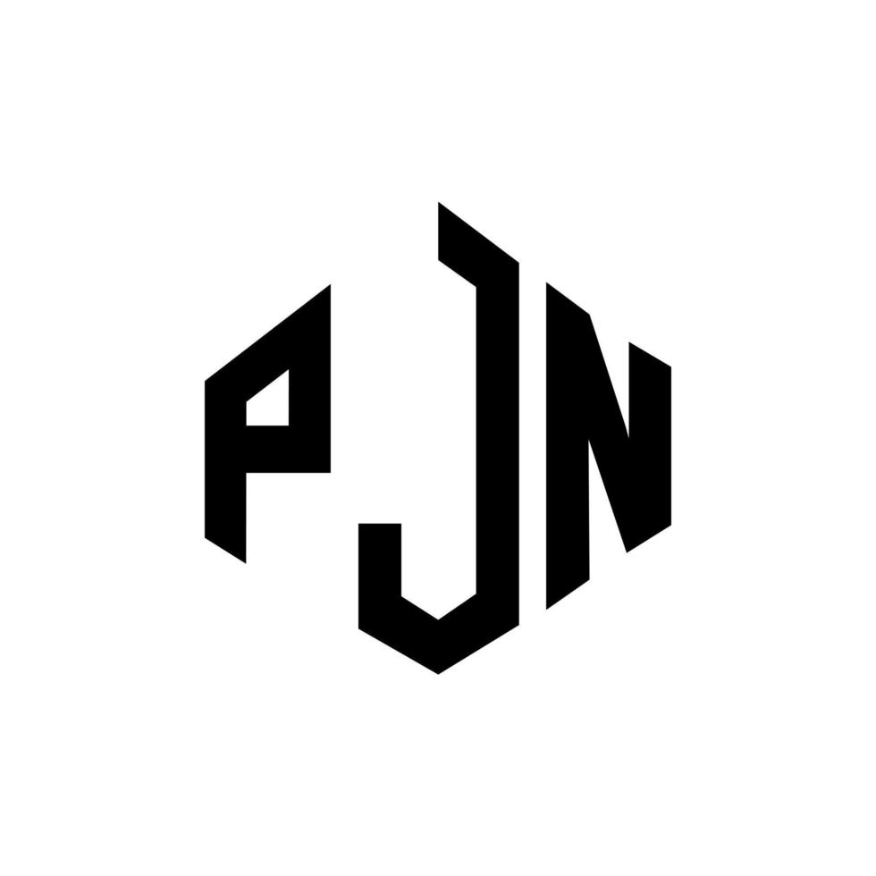 création de logo de lettre pjn avec forme de polygone. création de logo en forme de polygone et de cube pjn. modèle de logo vectoriel pjn hexagone couleurs blanches et noires. monogramme pjn, logo d'entreprise et immobilier.