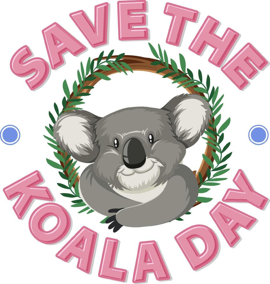 sauvez la conception de la bannière du jour du koala vecteur