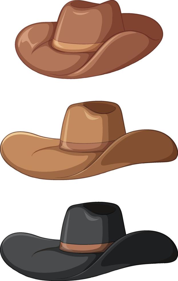ensemble de chapeaux de cow-boy différents vecteur