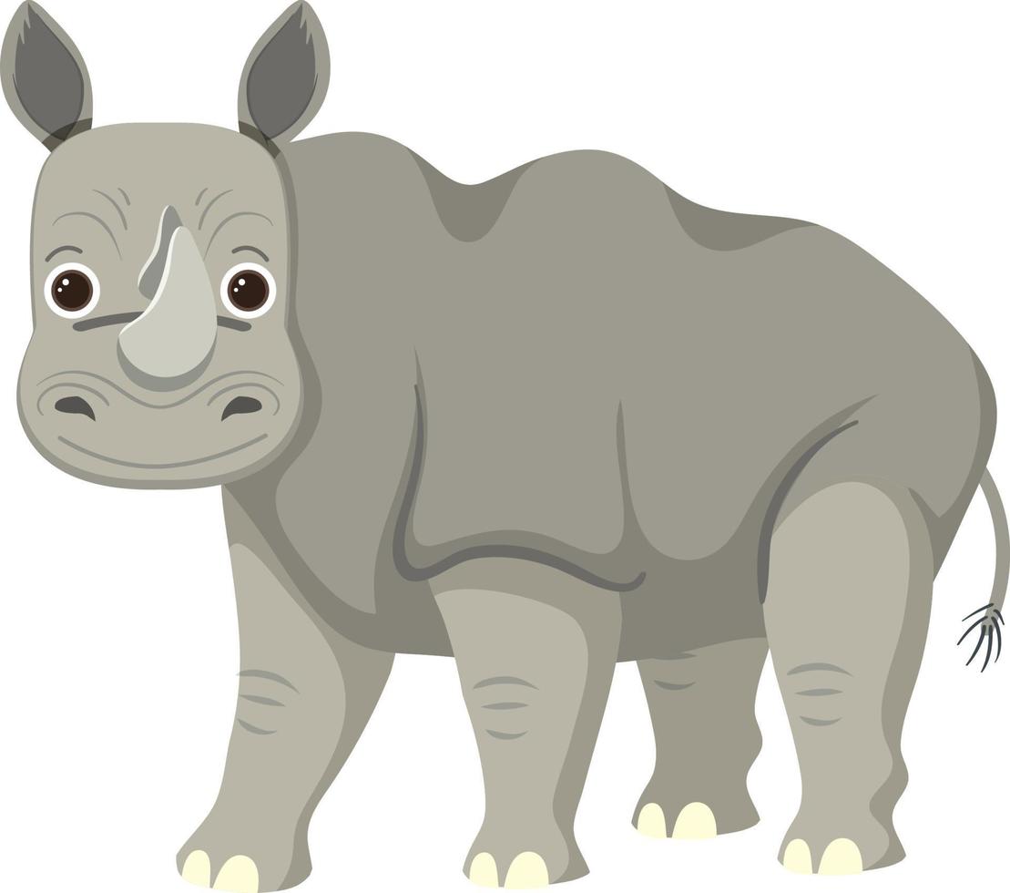 rhinocéros mignon en style cartoon plat vecteur