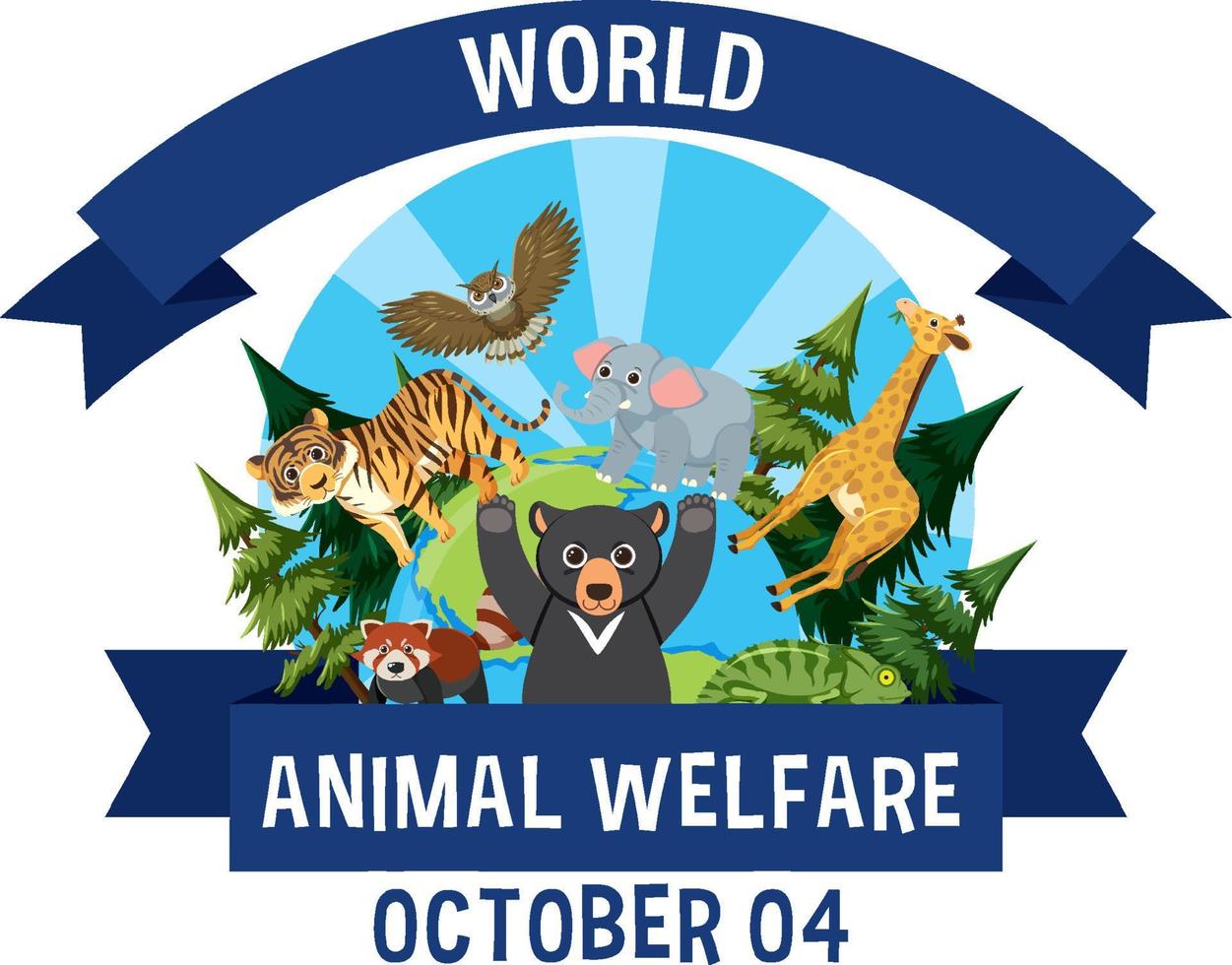 affiche de la journée mondiale du bien-être animal vecteur