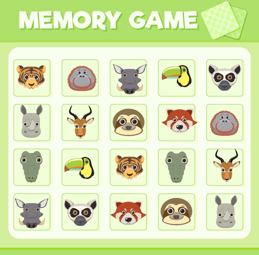 jeu de carte mémoire animaux vecteur