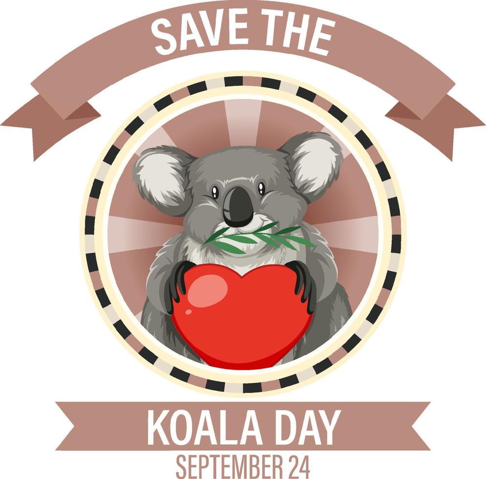 sauvez la conception de la bannière du jour du koala vecteur