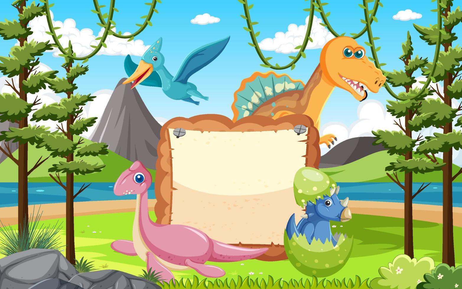 plateau vide avec des personnages de dessins animés de dinosaures mignons vecteur
