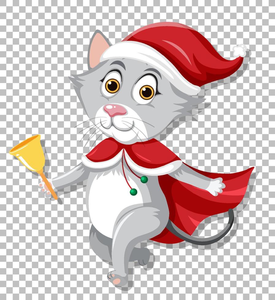 un personnage de dessin animé de chat de noël sur fond de grille vecteur