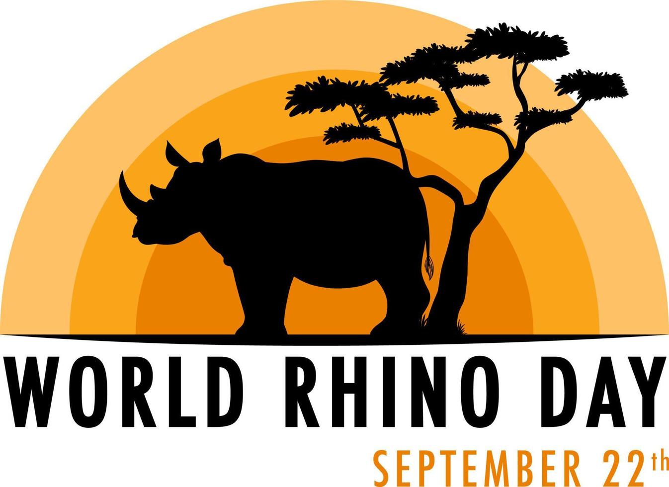 bannière de la journée mondiale des rhinocéros du 22 septembre vecteur