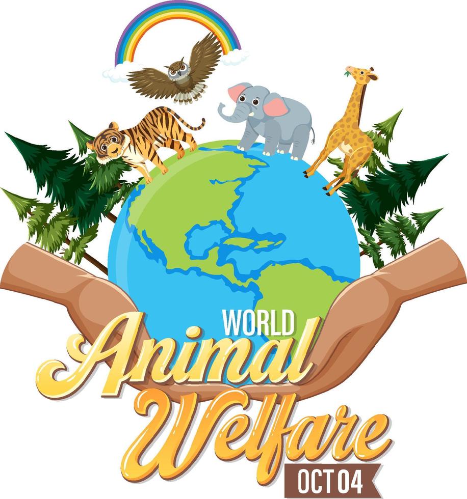 affiche de la journée mondiale du bien-être animal vecteur