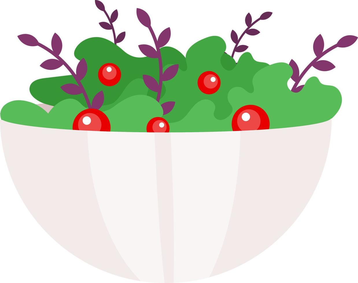 salade verte aux tomates objet vectoriel de couleur semi-plat. article de taille normale sur blanc. préparer un plat pour le dîner de thanksgiving. illustration de style dessin animé simple pour la conception graphique et l'animation web