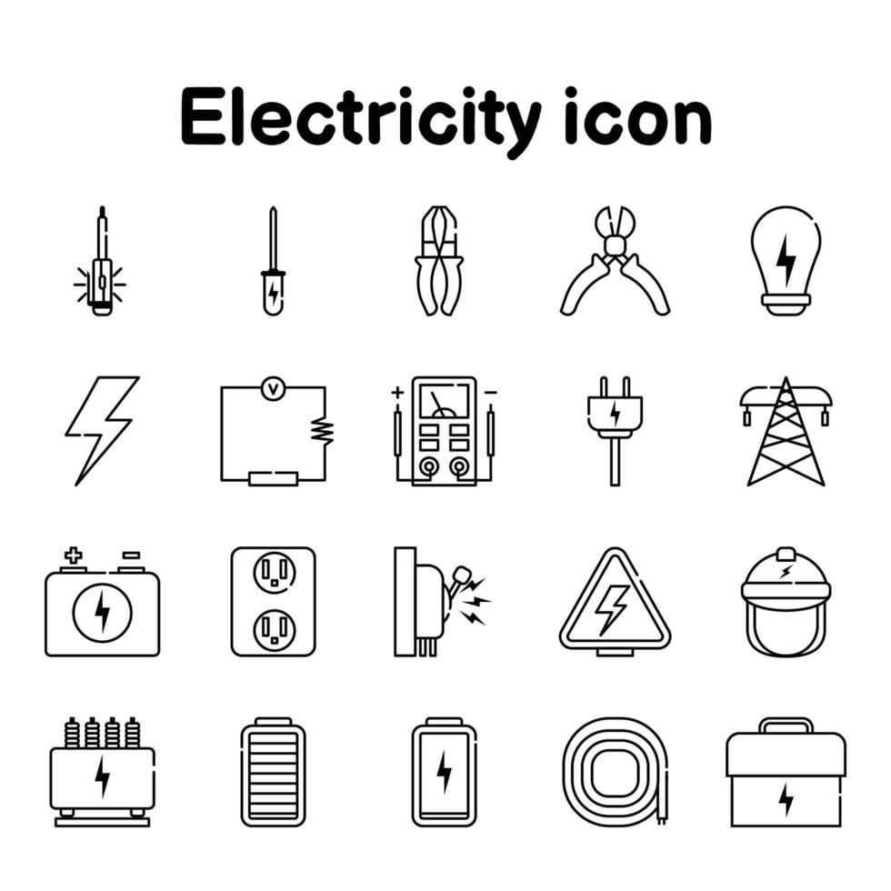 icônes d'électricité sur fond blanc, image vectorielle,relative à l'électricité vecteur