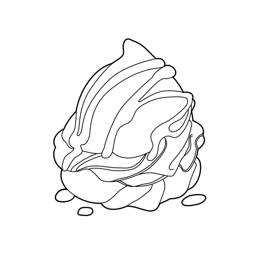 profiterole de livre de coloriage, illustration vectorielle de nourriture savoureuse doodle vecteur