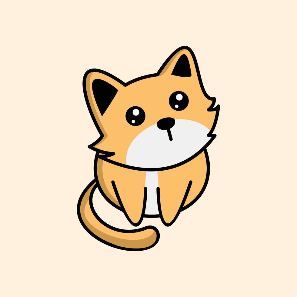 logo de chat mignon dessin animé minimaliste simple vecteur