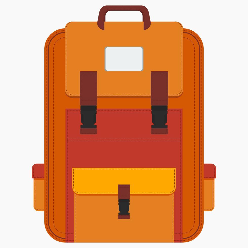 illustration vectorielle de sac à dos scolaire orange vue de face modifiable pour l'éducation ou le projet de conception lié aux vacances vecteur