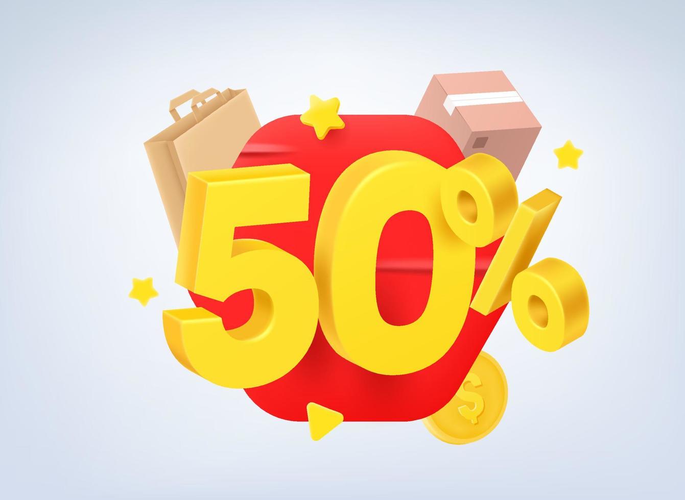 Concept de vente à 50 %. illustration vectorielle 3d vecteur