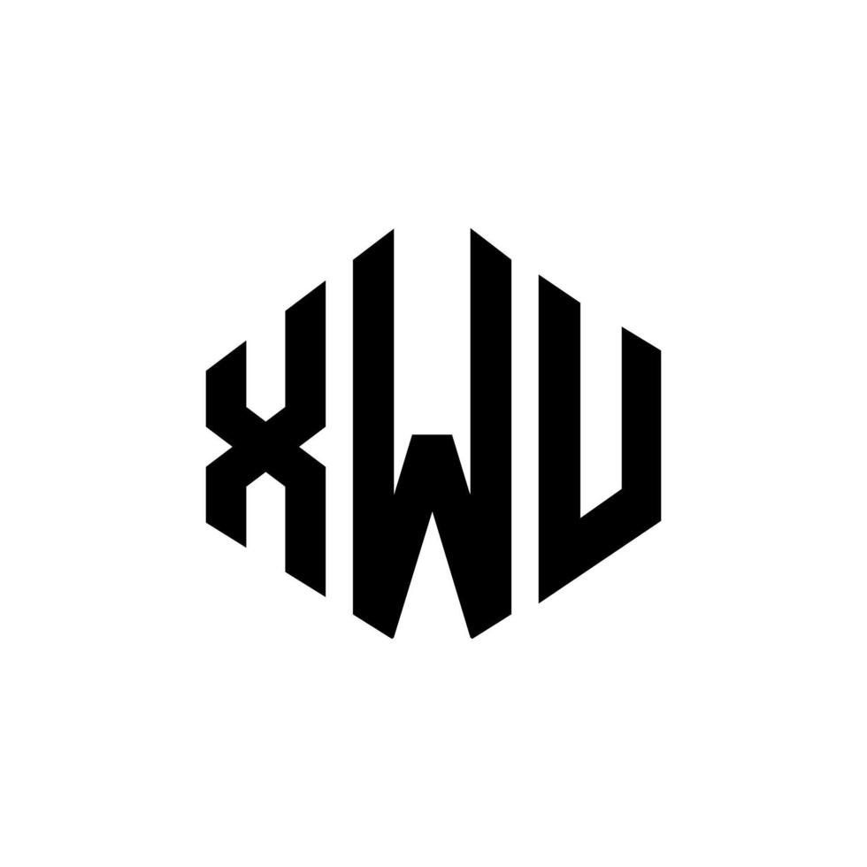 création de logo de lettre xwu avec forme de polygone. création de logo en forme de polygone et de cube xwu. modèle de logo vectoriel xwu hexagone couleurs blanches et noires. monogramme xwu, logo d'entreprise et immobilier.