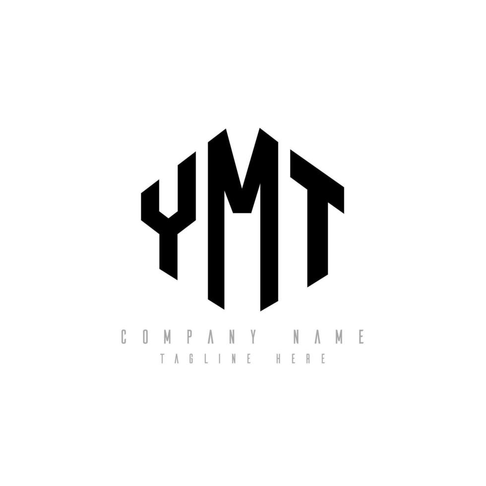 création de logo de lettre ymt avec forme de polygone. création de logo en forme de polygone et de cube ymt. modèle de logo vectoriel ymt hexagone couleurs blanches et noires. monogramme ymt, logo d'entreprise et immobilier.