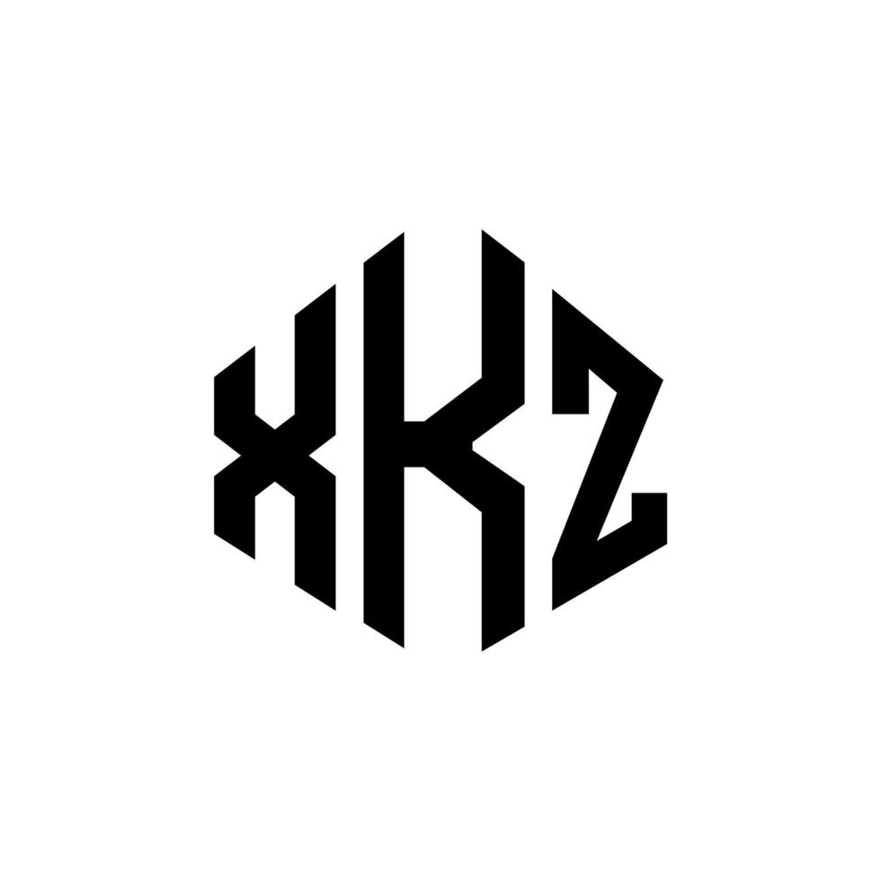 création de logo de lettre xkz avec forme de polygone. création de logo en forme de polygone et de cube xkz. modèle de logo vectoriel xkz hexagone couleurs blanches et noires. monogramme xkz, logo d'entreprise et immobilier.