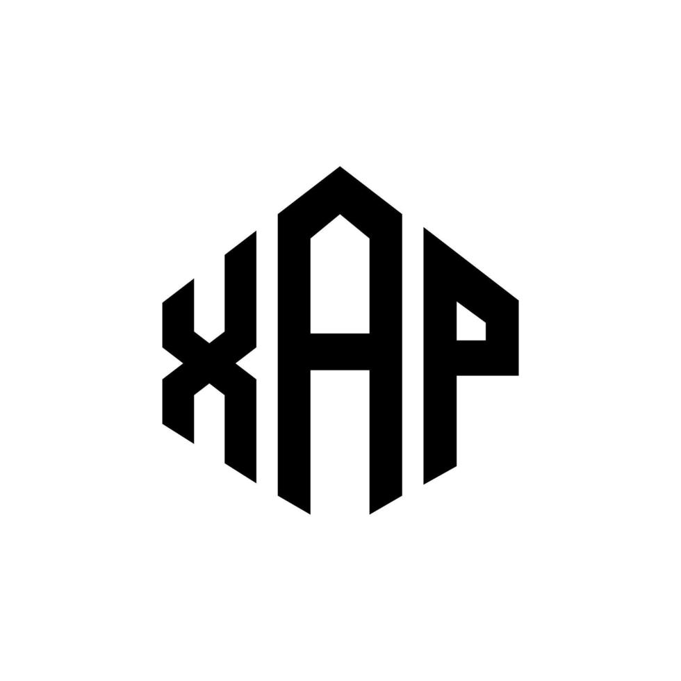 création de logo de lettre xap avec forme de polygone. création de logo en forme de polygone et de cube xap. modèle de logo vectoriel xap hexagone couleurs blanches et noires. monogramme xap, logo d'entreprise et immobilier.