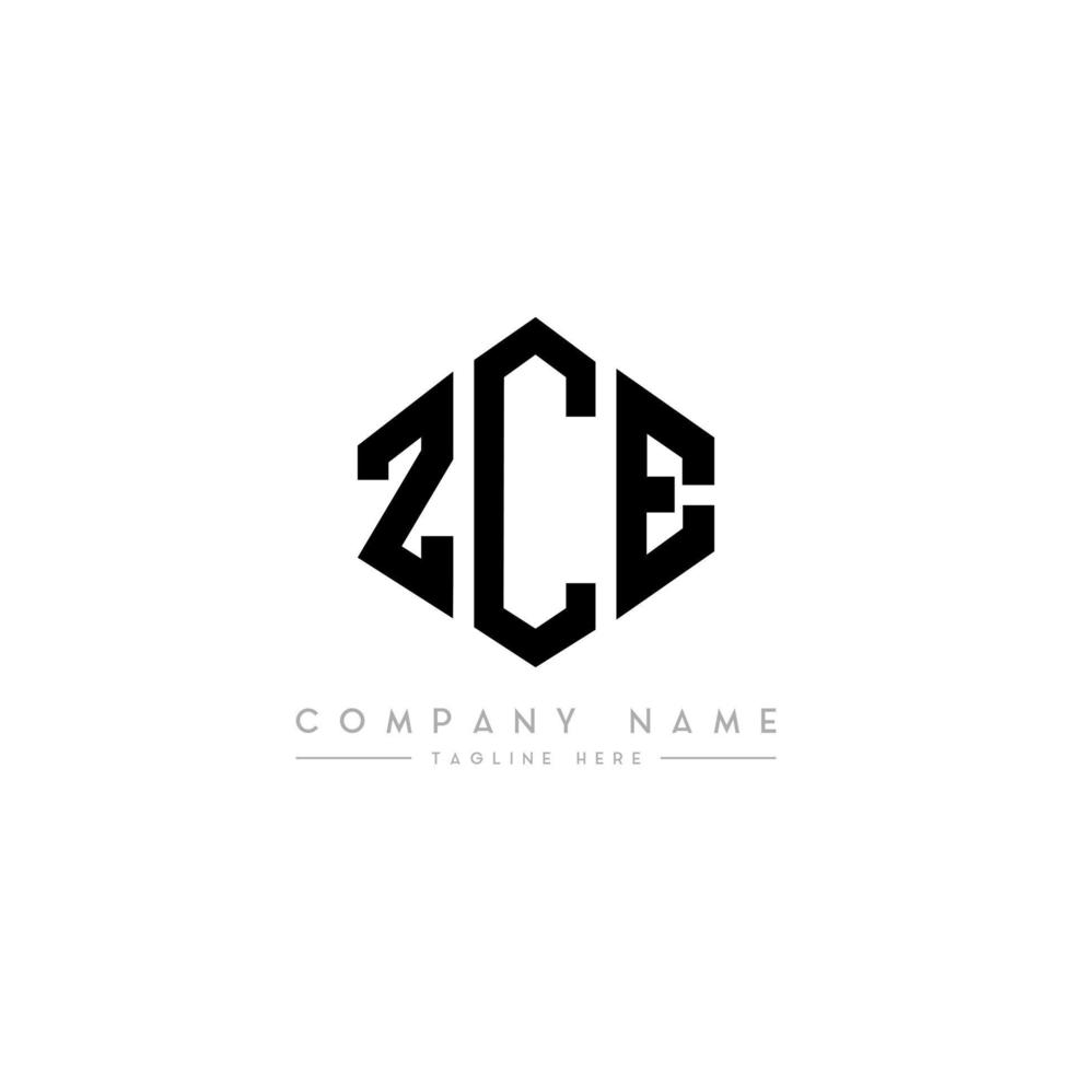 création de logo de lettre zce avec forme de polygone. création de logo en forme de polygone et de cube zce. modèle de logo vectoriel hexagone zce couleurs blanches et noires. monogramme zce, logo d'entreprise et immobilier.