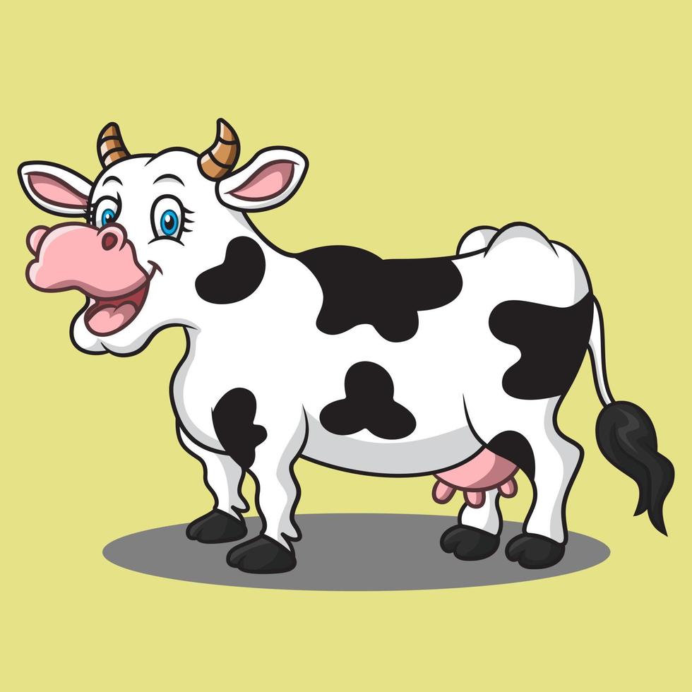 illustration de dessin animé de vache heureuse vecteur