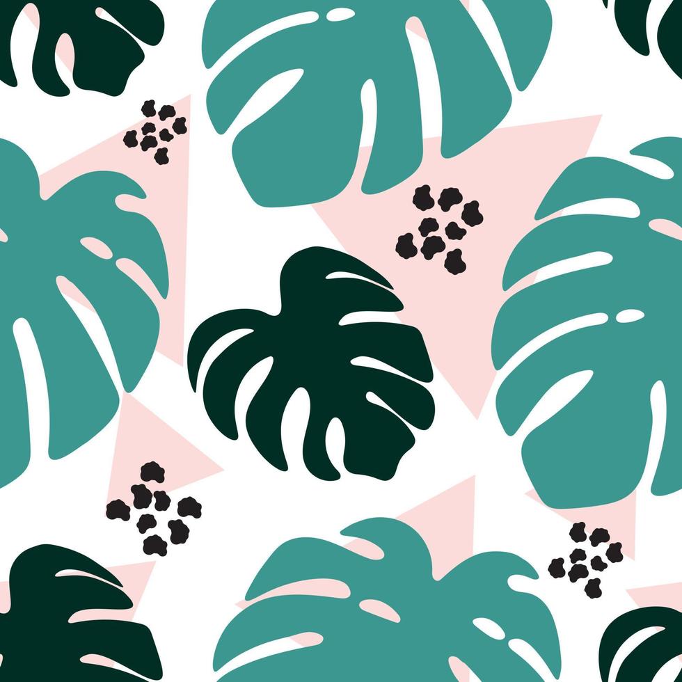 monstera laisse un motif sans couture pour les fonds d'écran, les textiles, les papiers, les tissus, les pages Web. ornement tropical, style vintage. vecteur