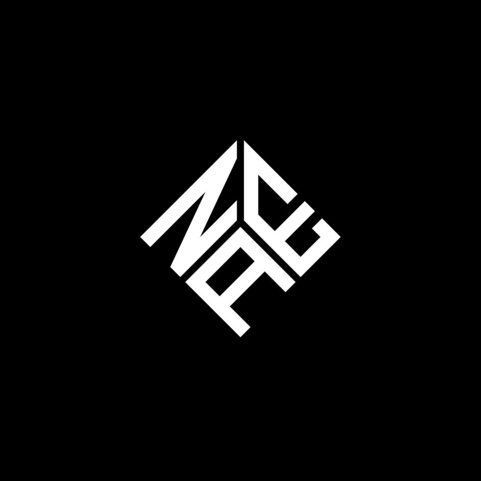 création de logo de lettre nae sur fond noir. concept de logo de lettre initiales créatives nae. conception de lettre nae. vecteur