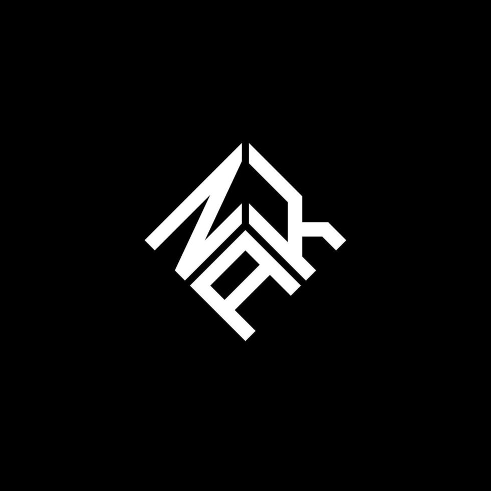 création de logo de lettre nak sur fond noir. concept de logo de lettre initiales créatives nak. conception de lettre nak. vecteur