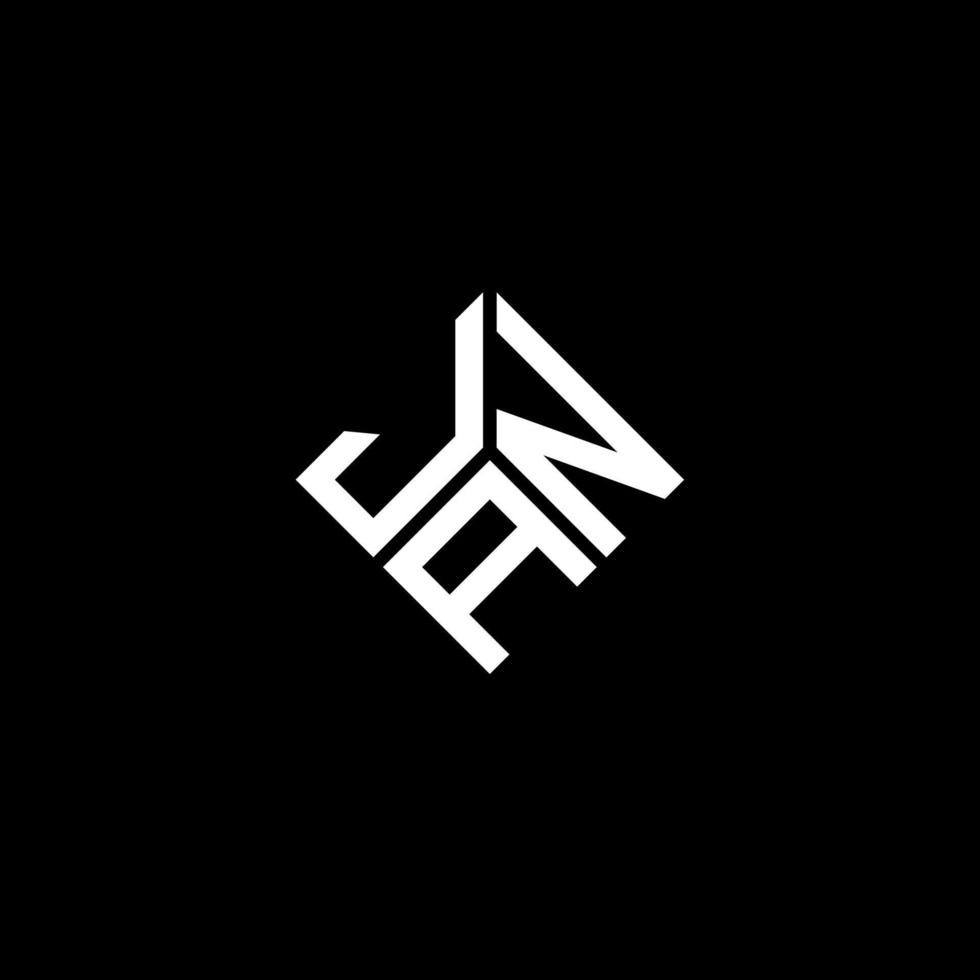 création de logo de lettre jan sur fond noir. concept de logo de lettre initiales créatives jan. conception de lettre de janvier. vecteur