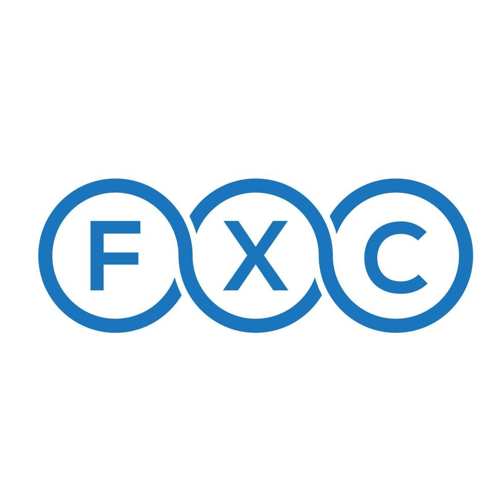 création de logo de lettre fxc sur fond noir. concept de logo de lettre initiales créatives fxc. conception de lettre fxc. vecteur