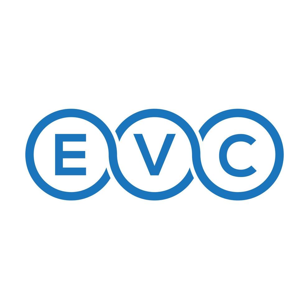 création de logo de lettre evc sur fond noir. concept de logo de lettre initiales créatives evc. conception de lettre evc. vecteur