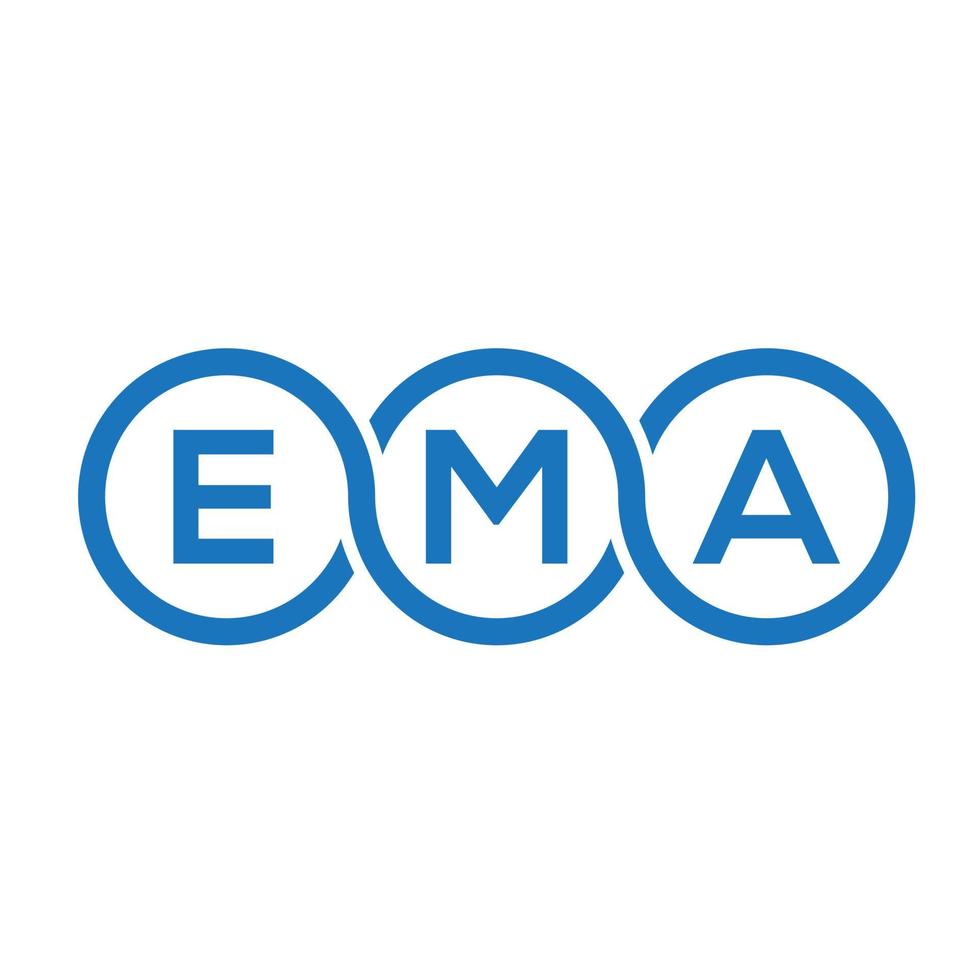 création de logo de lettre ema sur fond noir. concept de logo de lettre initiales créatives ema. conception de lettre ema. vecteur