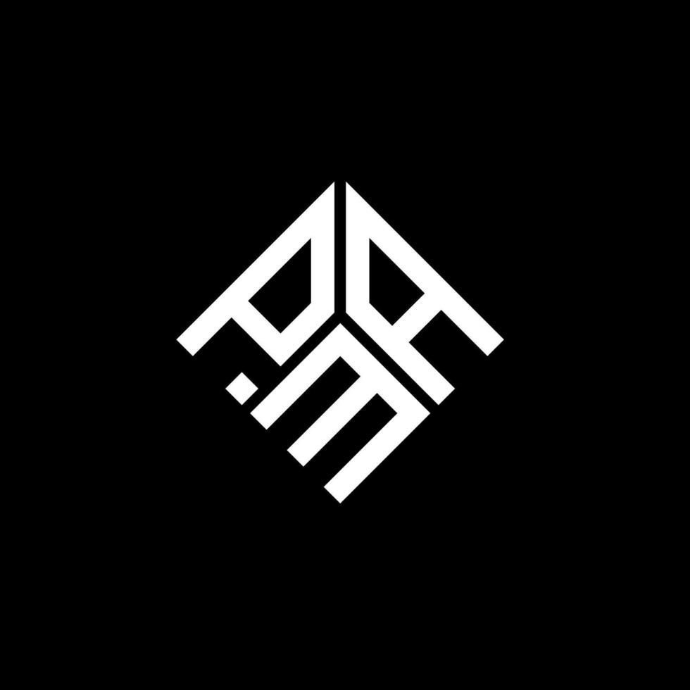 création de logo de lettre pma sur fond noir. concept de logo de lettre initiales créatives pma. conception de lettre pma. vecteur