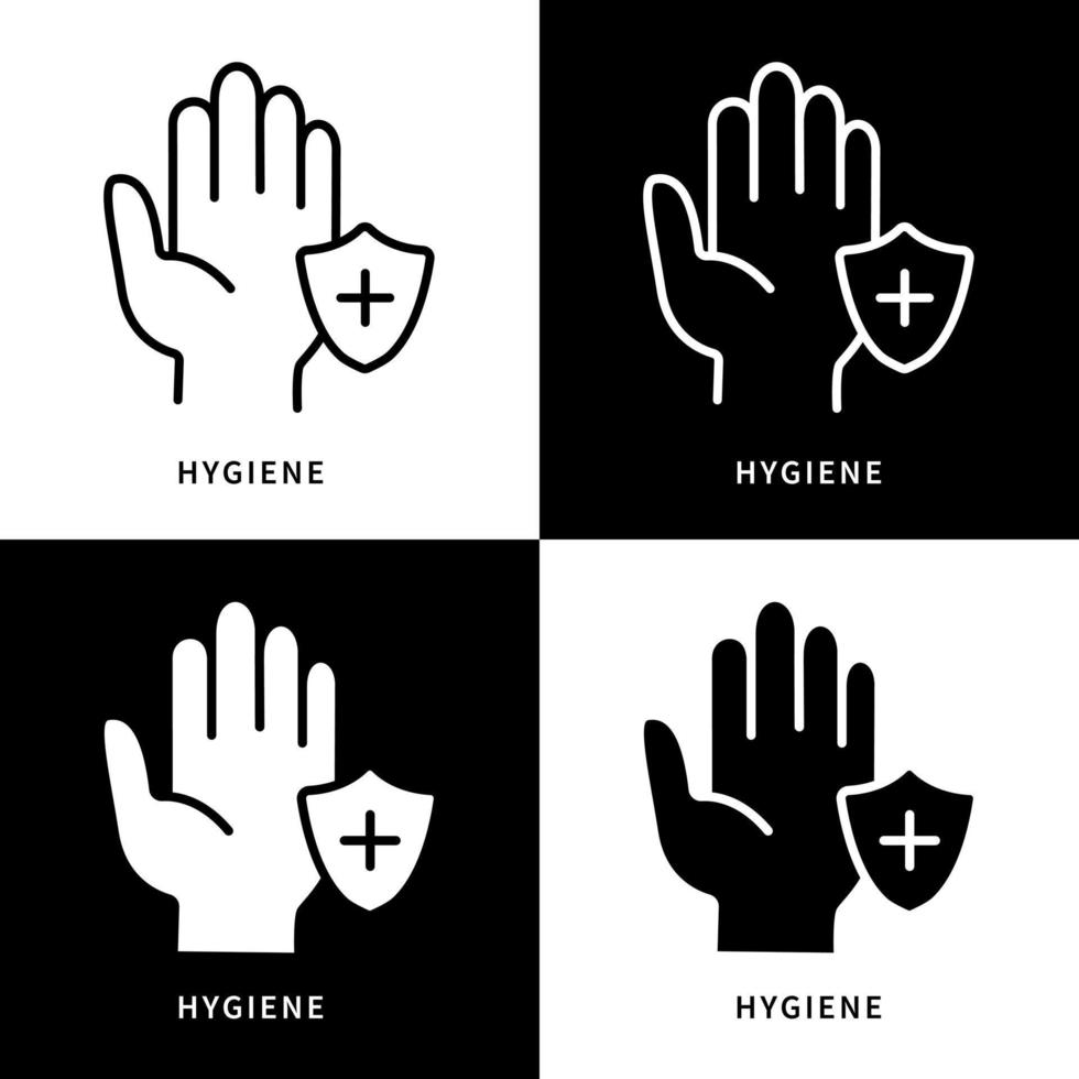 illustration de symbole d'icône d'hygiène. logo de silhouette de main de lavage. ensemble d'icônes vectorielles de conception de main propre vecteur