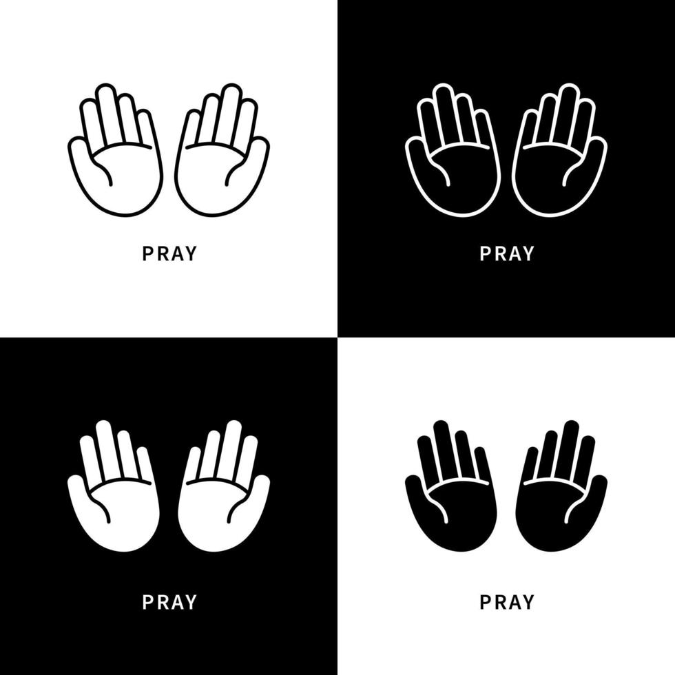 logo d'icône de geste de prière à la main. priez l'illustration du symbole vectoriel de Dieu. symbole de prière