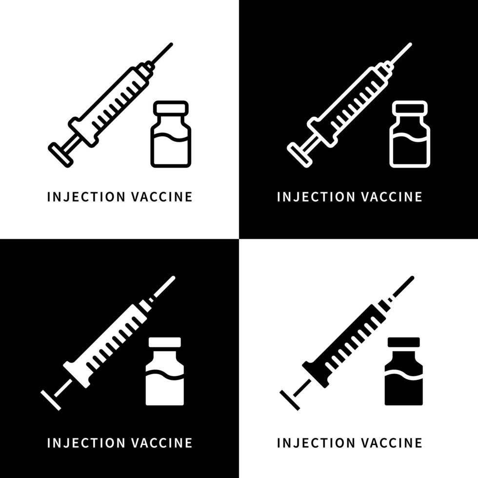 illustration du symbole de l'icône du vaccin par injection. logo médical de médicaments de seringue. ensemble d'icônes vectorielles de conception de médecine et de soins de santé vecteur