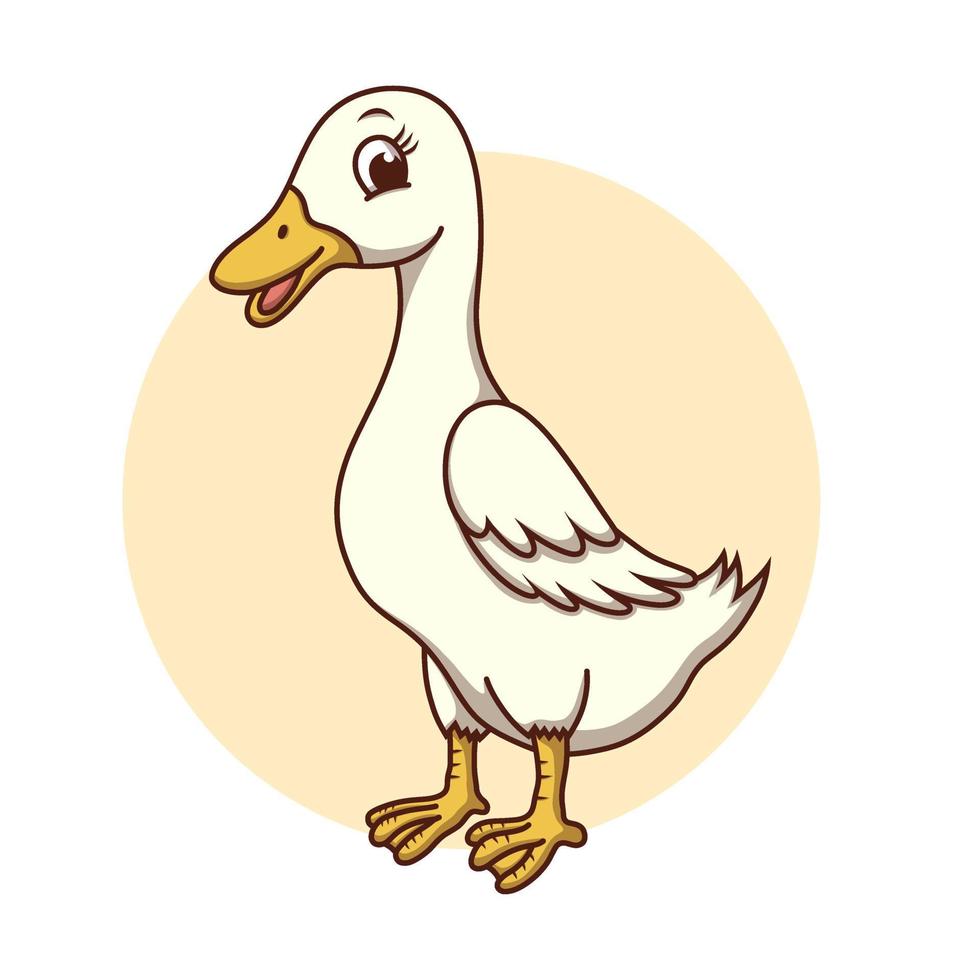 icône d'oie enfants dessinant un dessin animé. illustration vectorielle de mascotte de ferme de canard. personnage mignon d'animal d'élevage vecteur