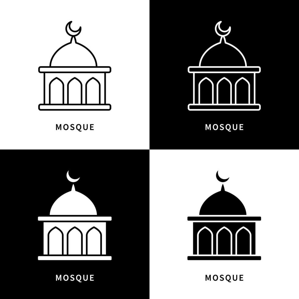 logo de l'icône de la mosquée. religion bâtiment illustration de symbole vecteur musulman. logo des bâtiments musulmans