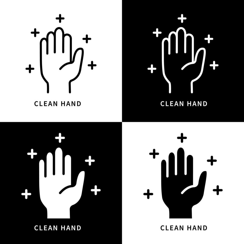 illustration de symbole d'icône de main propre. logo de geste de la main. ensemble d'icônes vectorielles de conception de protection contre les virus d'hygiène vecteur