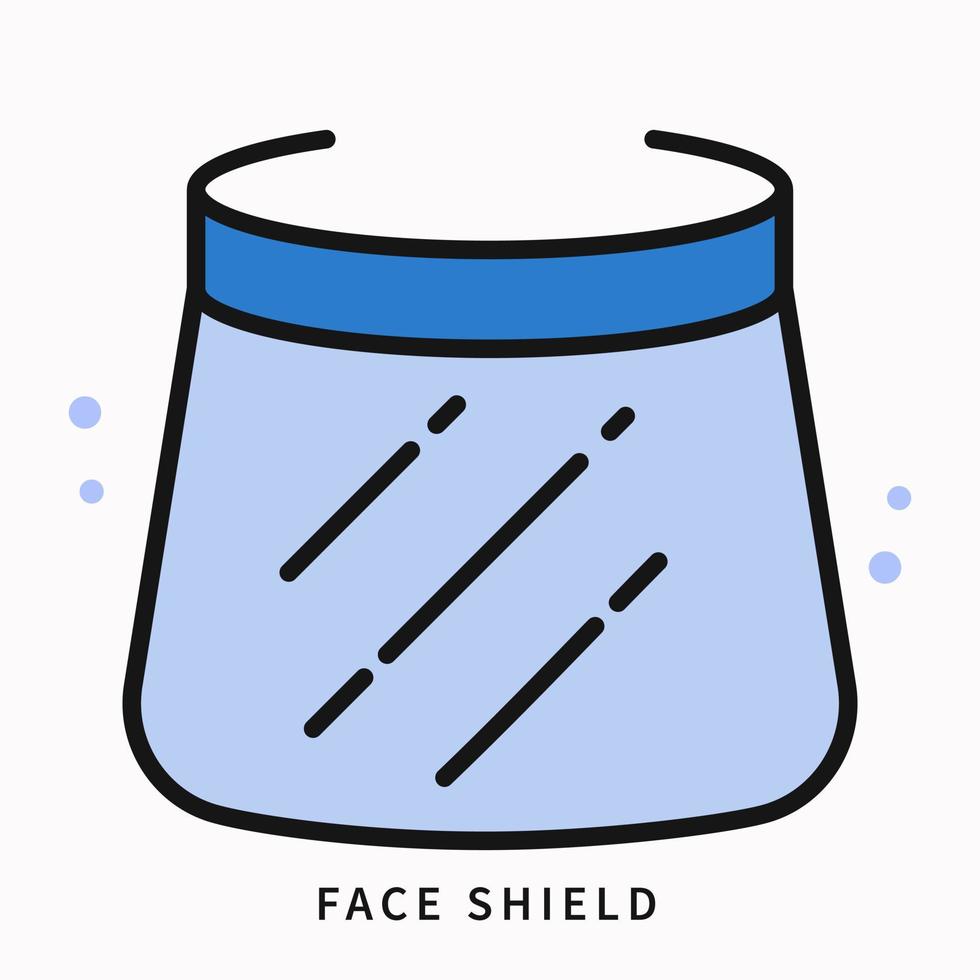 ligne remplie d'icône de bouclier facial. création de logo de dessin animé de virus pandémique de prévention. illustration de symbole de vecteur de protection du visage