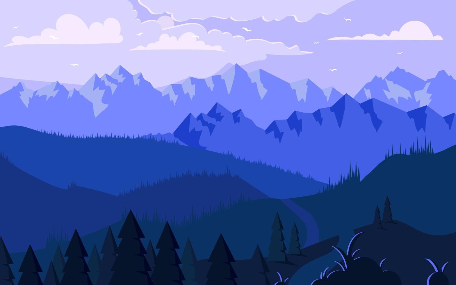 matin dans les montagnes illustration minimaliste vecteur