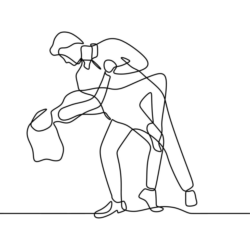 dessin au trait continu sur quelqu'un qui danse vecteur