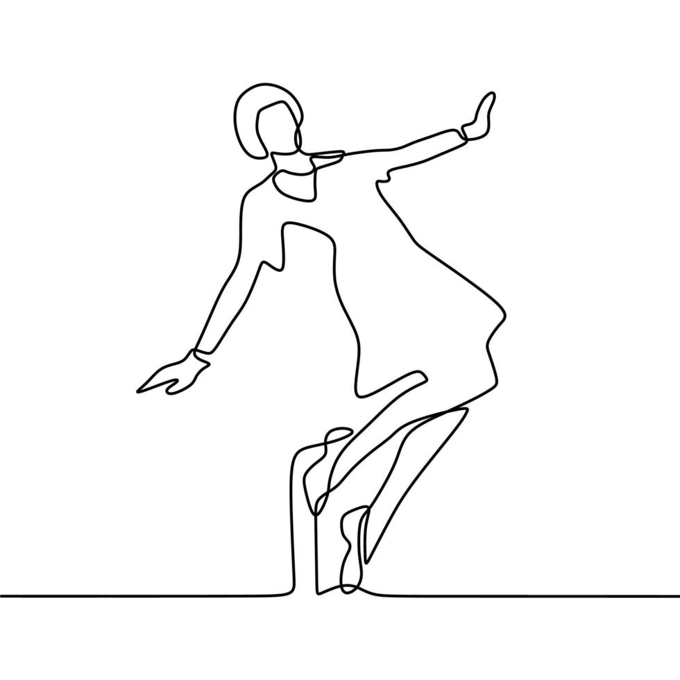 dessin au trait continu sur quelqu'un qui danse vecteur