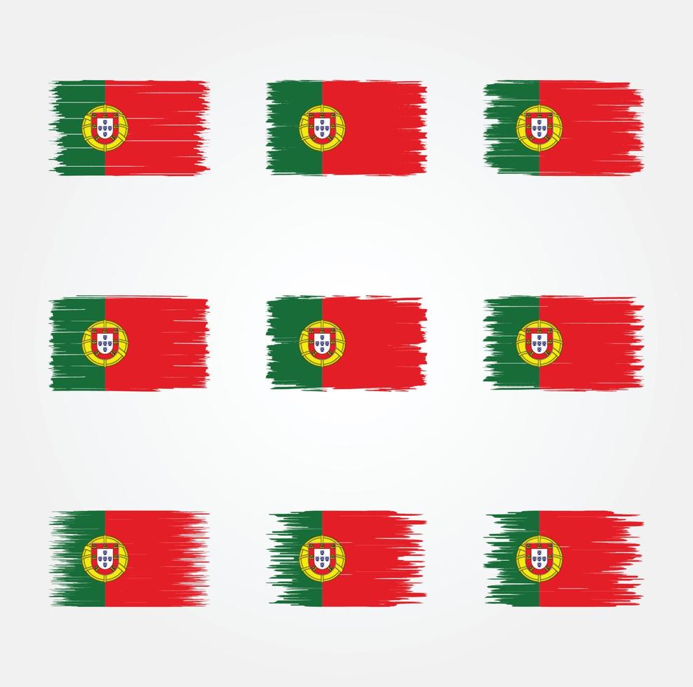collection de pinceaux drapeau portugal vecteur