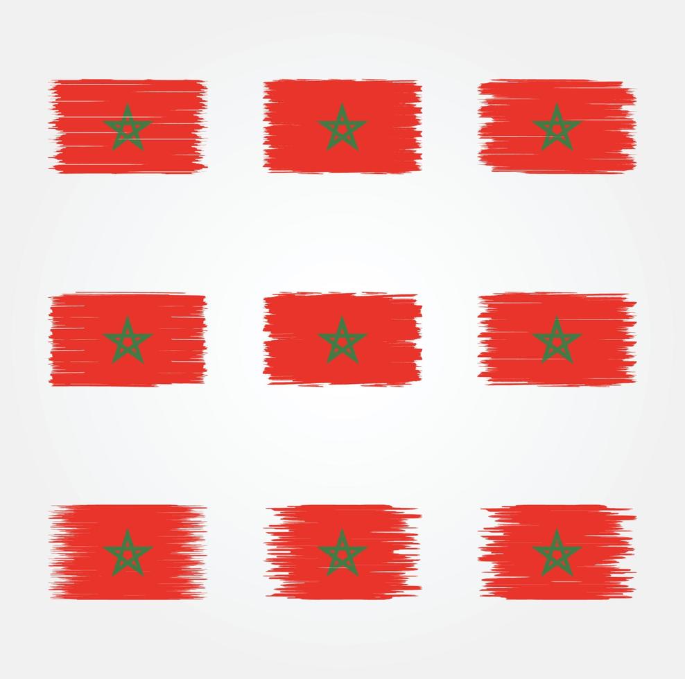 collection de pinceaux drapeau maroc vecteur