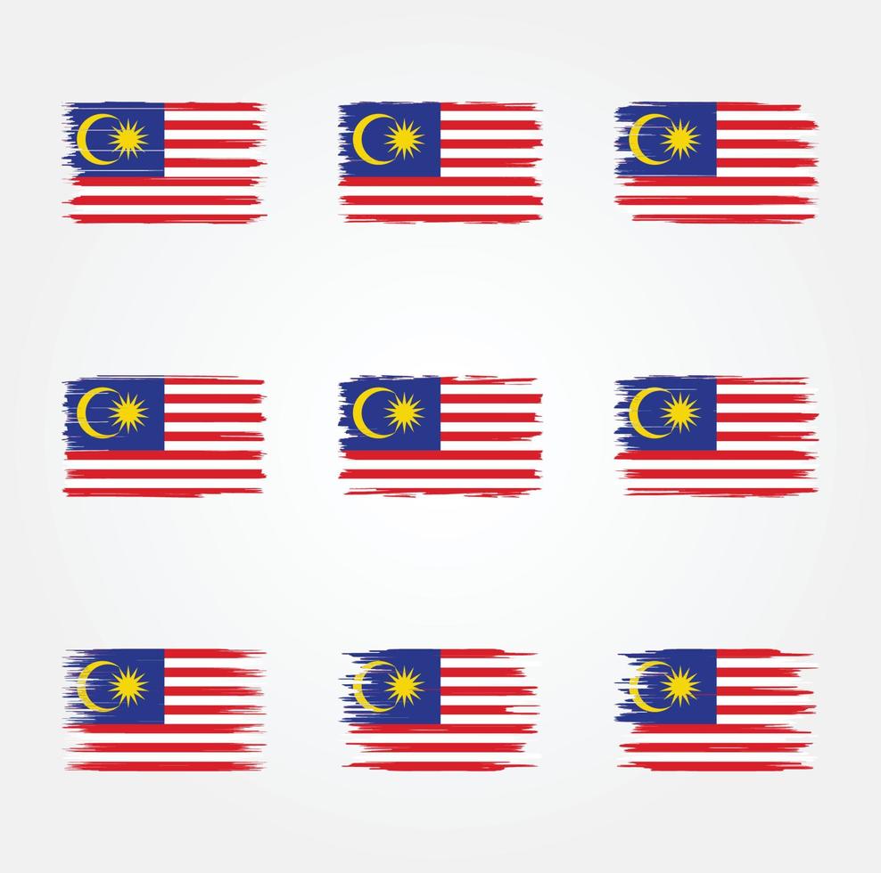 collection de brosses drapeau malaisie vecteur