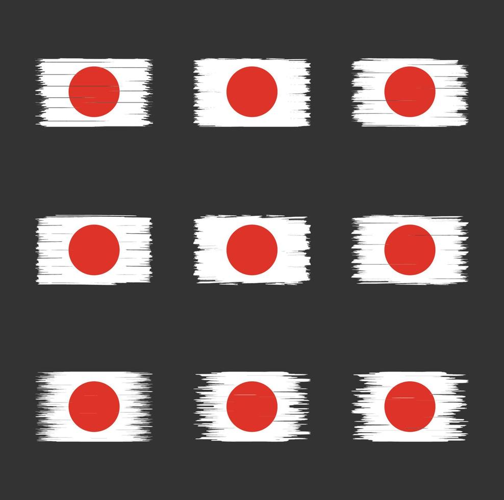 collection de pinceaux de drapeau du japon vecteur