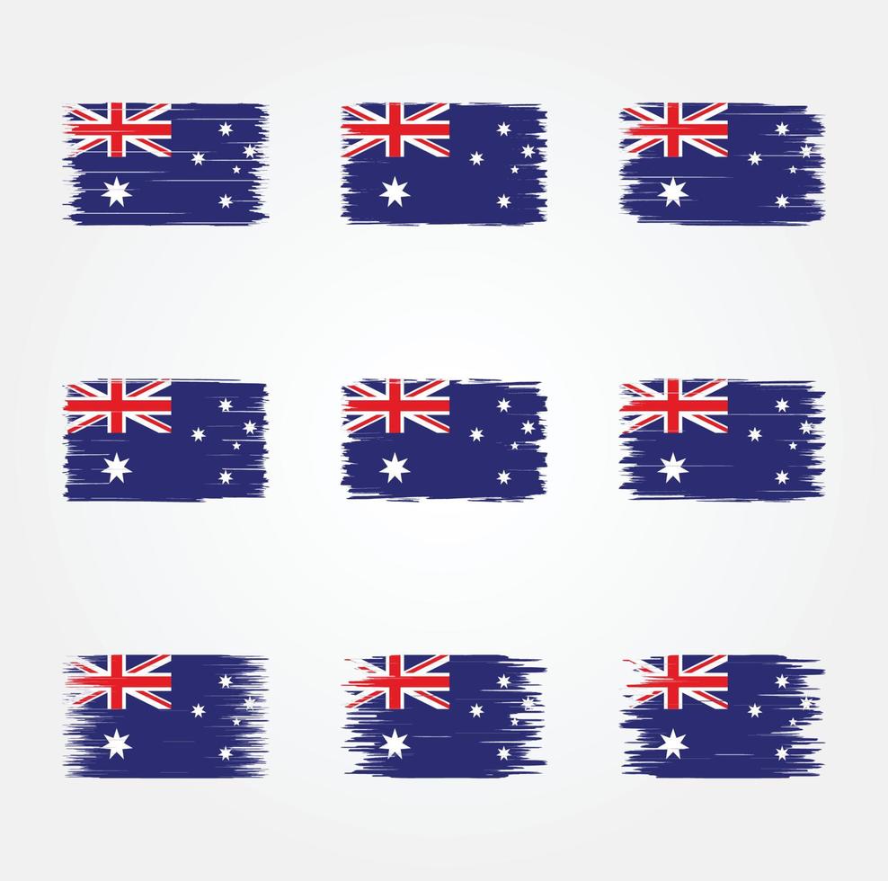 collection de pinceaux de drapeau australien vecteur