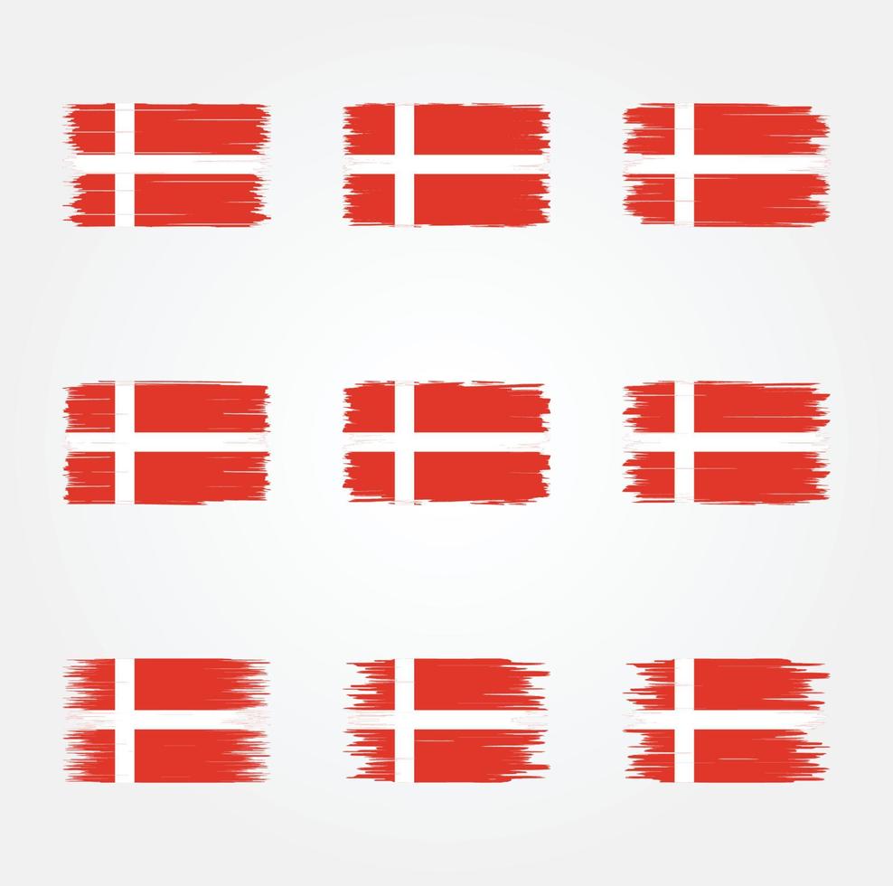 collection de pinceaux drapeau danemark vecteur