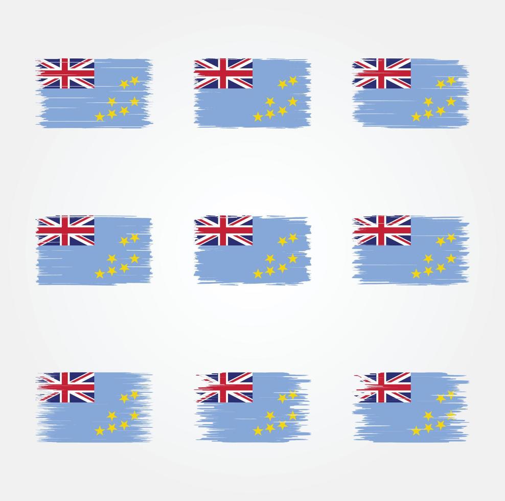 collection de pinceaux drapeau tuvalu vecteur